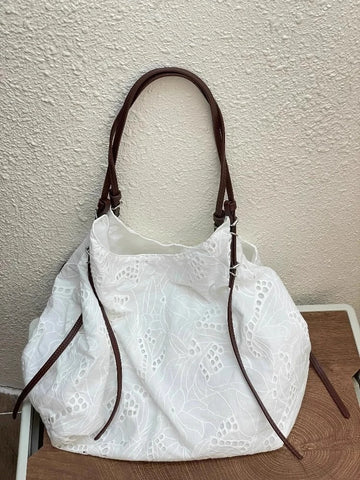 Qfdian Fashion Sweet Lace Embroidery Shoulder Bags Office Lady Fairy All Match Underarm Bag High-capacity Casual Women Handbags Korean